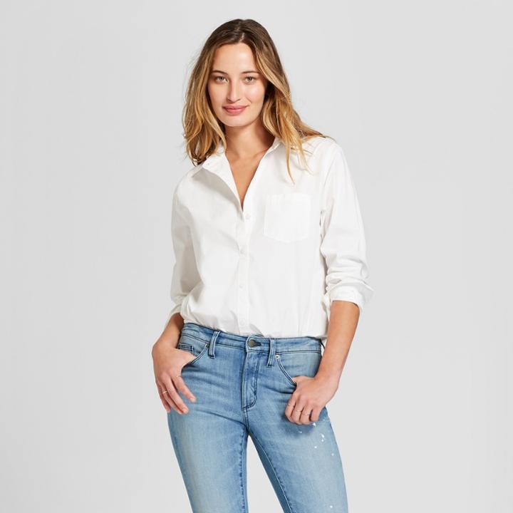 Women's Long Sleeve Alamosa Poplin Shirt - Universal Thread White
