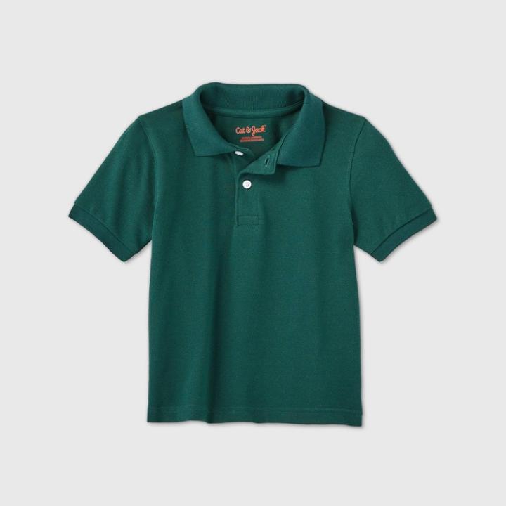 Petitetoddler Boys' Short Sleeve Stretch Pique Uniform Polo Shirt - Cat & Jack Green