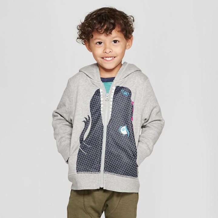 Toddler Boys' Dinosaur Costume Zip-up Hoodie - Cat & Jack Gray