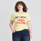Women's Ac/dc High Voltage Plus Size Short Sleeve Boyfriend Graphic T-shirt (juniors') - Yellow 2x, Women's,