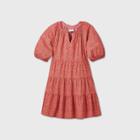 Women's Floral Print Puff Sleeve Tiered Babydoll Dress - Universal Thread Pink
