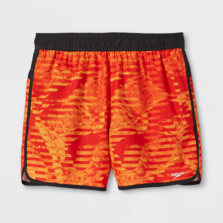 Speedo Men's 5.5 Spicy Orange Print Swim Trunk -