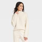 Women's Mock Turtleneck Seam Front Pullover Sweater - Universal Thread Cream