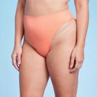 Women's Ribbed High Leg Cheeky High Waist Bikini Bottom - Wild Fable Peach