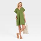 Women's Flutter Short Sleeve Woven Dress - Universal Thread Green