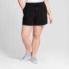 Women's Plus Size French Terry Shorts - A New Day Black