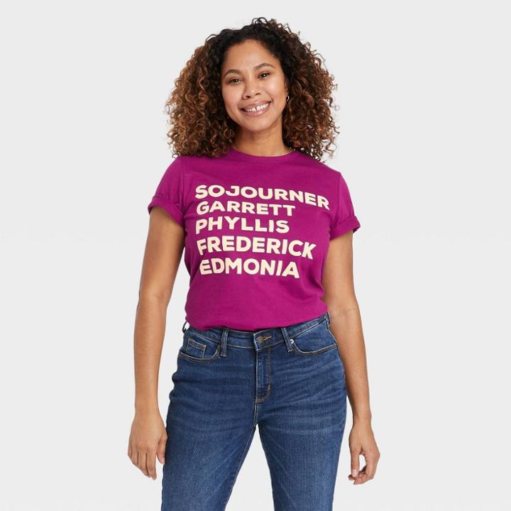 No Brand Black History Month Women's Historical Names Short Sleeve T-shirt - Pink