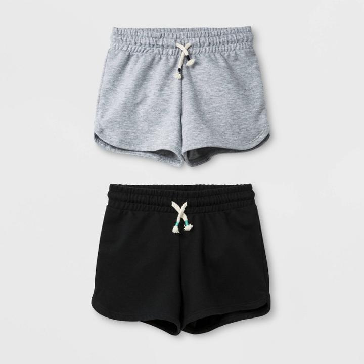 Girls' Pull-on Knit Shorts - Cat & Jack Heather Gray/black