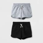 Girls' Pull-on Knit Shorts - Cat & Jack Heather Gray/black