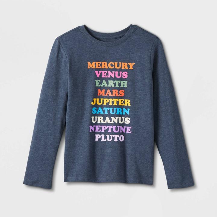 Boys' Solar Planets Long Sleeve Graphic T-shirt - Cat & Jack Navy