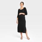 The Nines By Hatch 3/4 Sleeve Ribbed Maternity Dress Black