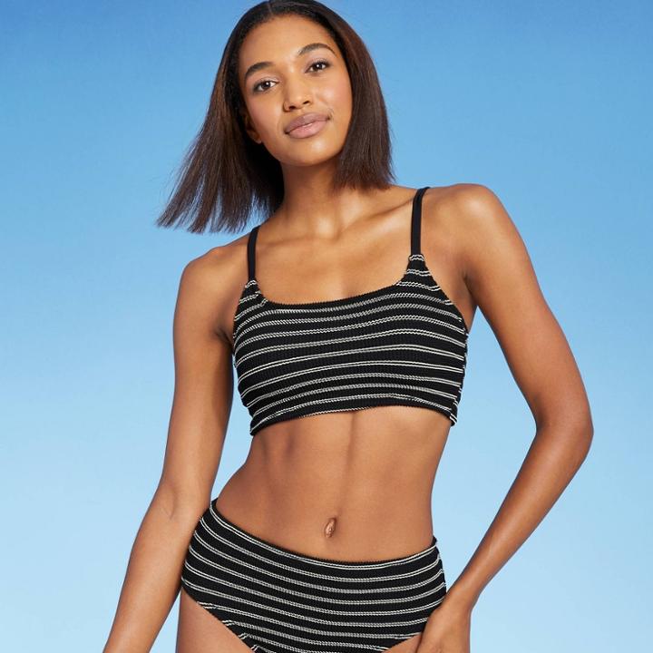 Kona Sol Women's Textured Pucker Straight Neck Bikini Top - Kona