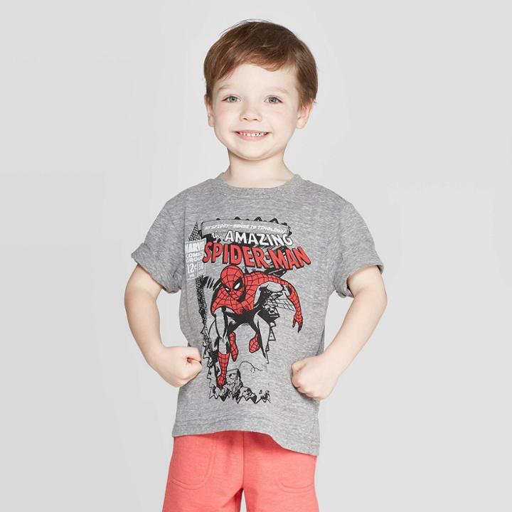 Marvel Toddler Boys' T-shirt Spider-man Charcoal Heather 18 M, Boy's, Size: