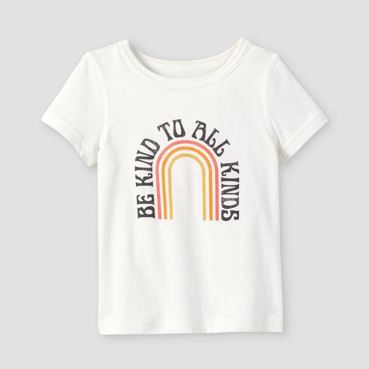 Toddler Boys' Adaptive Printed Short Sleeve Graphic T-shirt - Cat & Jack Cream