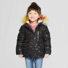 Toddler Girls' Rainbow Foil Parka - Cat & Jack Black
