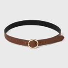 Women's Oval Tapered Center Bar Reversible Belt - A New Day Cognac/black