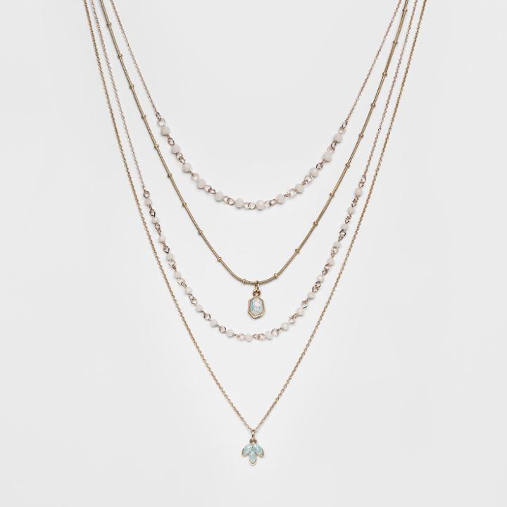 Mixed And Beaded Chains With Charms And Cross Layered Necklace - Wild Fable,