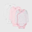 Honest Baby Girls' 3pc Love Dot Organic Cotton Long Sleeve Duster Bodysuit - Pink Newborn