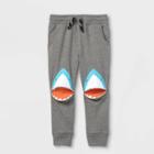 Toddler Boys' Shark Knee Knit Pull-on Jogger Pants - Cat & Jack Gray