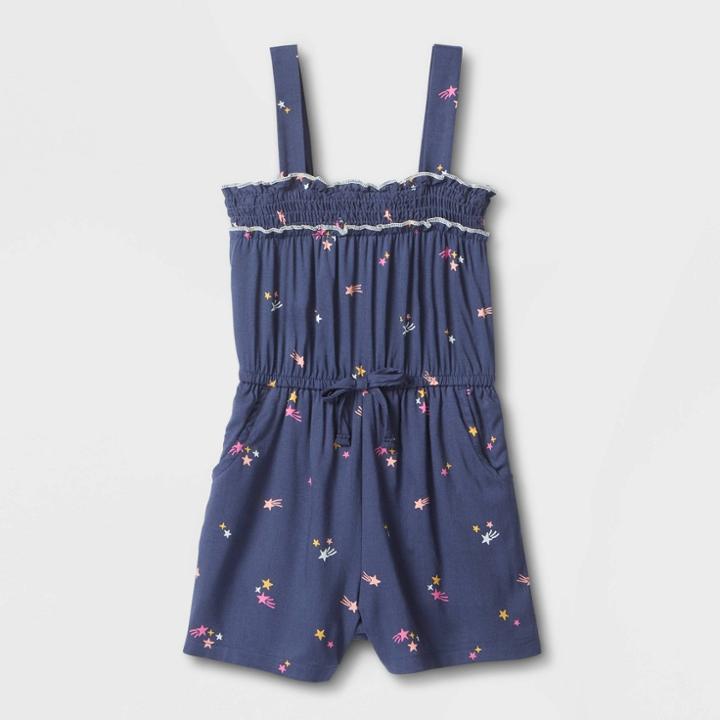 Toddler Girls' Star Smocked Romper - Cat & Jack Blue