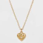 Heart With Evil Eye Charm Necklace - Wild Fable Gold
