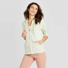 Women's Zip-up V-neck Hooded Sweatshirt - Universal Thread Mint Xs, Women's, Green