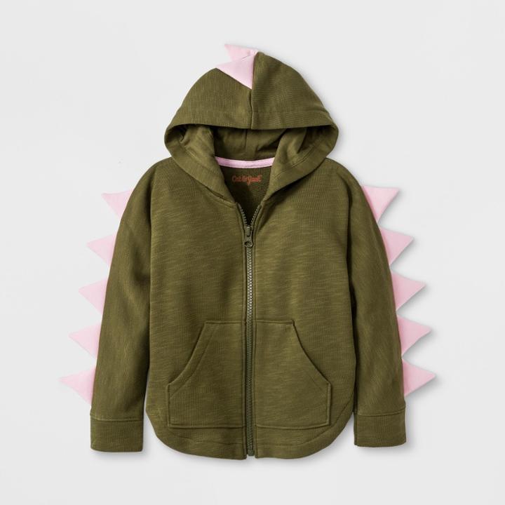 Toddler Girls' Dino Hoodie Sweatshirt - Cat & Jack Spring Olive