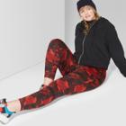 Women's High Waisted Leggings Camo Print - Wild Fable Red