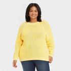 Women's Plus Size Crewneck Pullover Sweater - Ava & Viv Yellow X