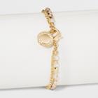 Silver Plated White Quartz Bead And Crystal Disk Bracelet - A New Day Gold, Women's