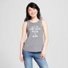 Women's All Is Fine With Pizza & Wine Lattice Graphic Tank Top - Grayson Threads - Charcoal