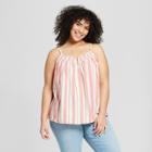 Women's Plus Size Striped Smocked Front Tank - Universal Thread Red X