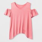 Girls' Short Sleeve Cold Shoulder T-shirt - Art Class Pink