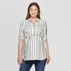 Maternity Striped Long Sleeve Collared Popover Tunic Top - Isabel Maternity By Ingrid & Isabel White/black S, Infant Girl's