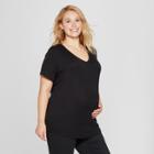 Maternity Plus Size Short Sleeve V-neck T-shirt - Isabel Maternity By Ingrid & Isabel Black