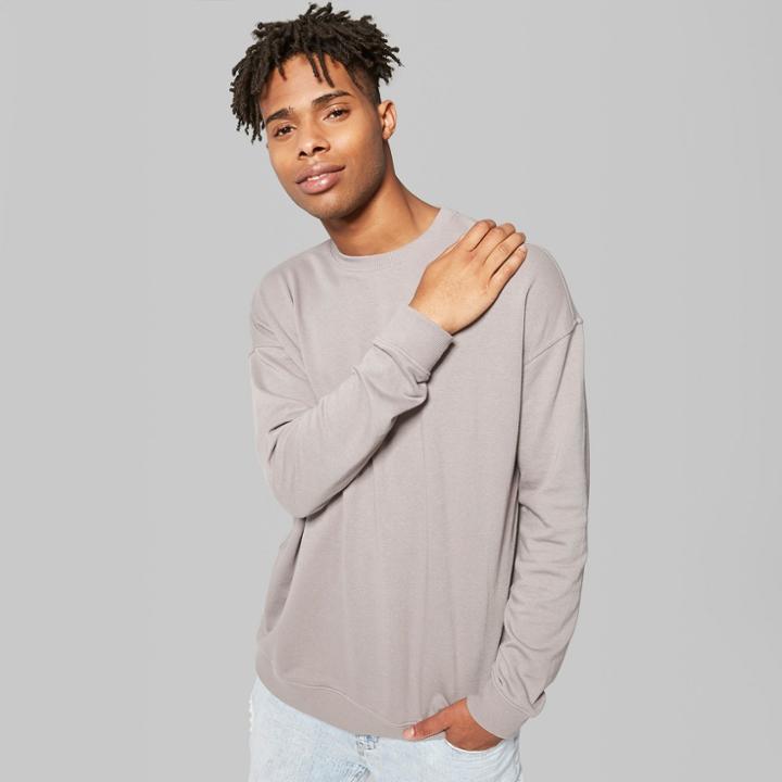 Target Men's Lightweight Drop Shoulder Crew Neck Pullover Sweatshirt - Original Use Folkstone Gray