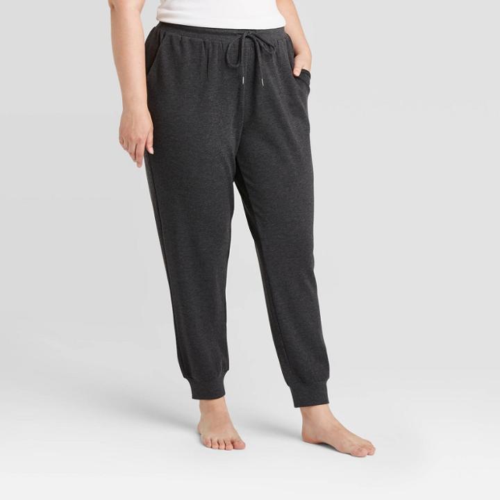 Women's Plus Size Beautifully Soft Fleece Lounge Jogger Pants - Stars Above Charcoal