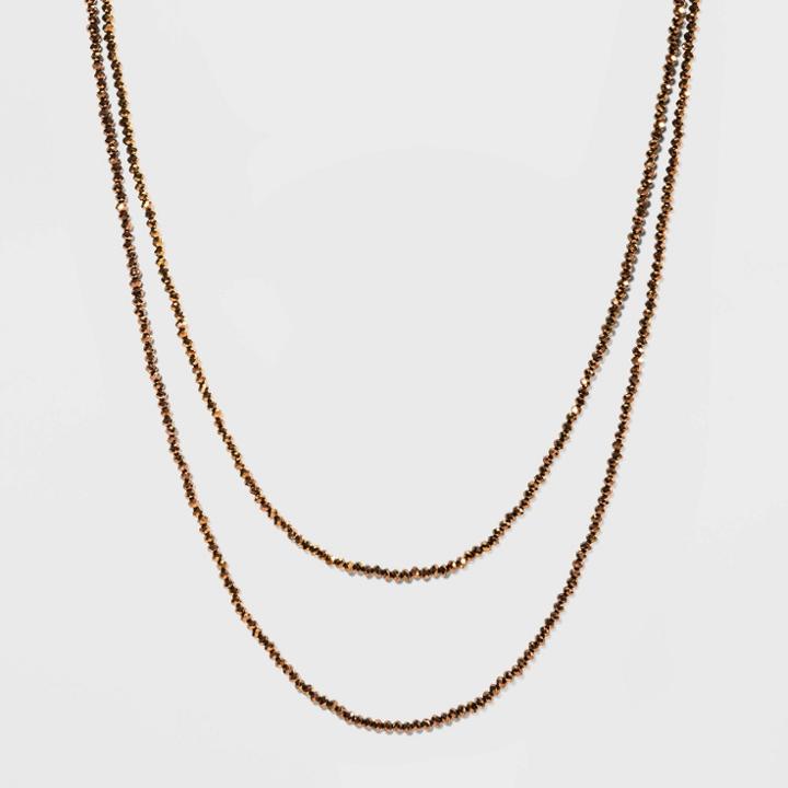 Glass Beaded Necklace - A New Day Brown, Women's