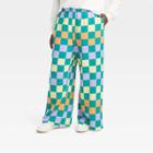 Grayson Threads Women's Plus Size Colorful Print Checkered Wide Leg Graphic Pants