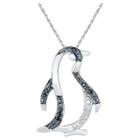 Target 1/20 Ct. T.w. Round White/black Diamond Prong Set Penguin Pendant In Sterling Silver (18 Ij-i2-i3), Girl's