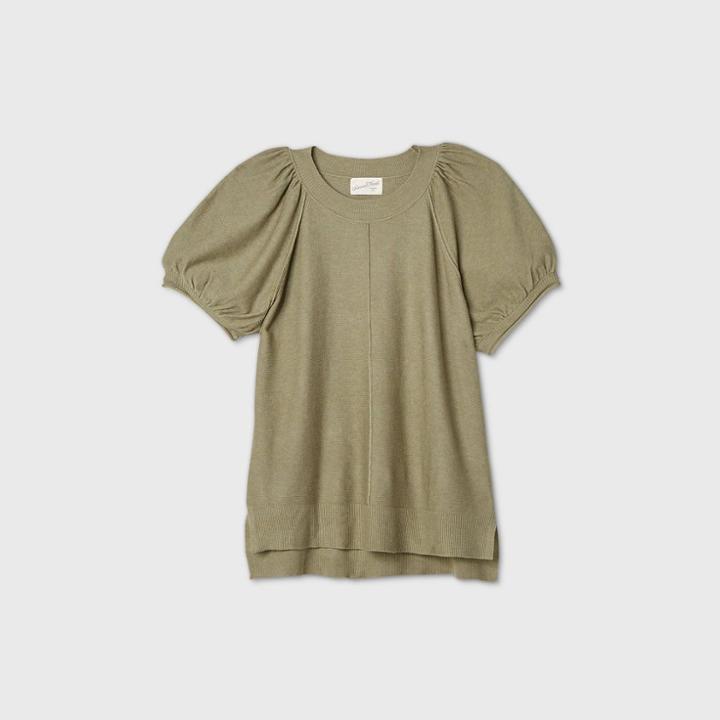 Women's Short Sleeve Crewneck Pullover Sweater - Universal Thread Green