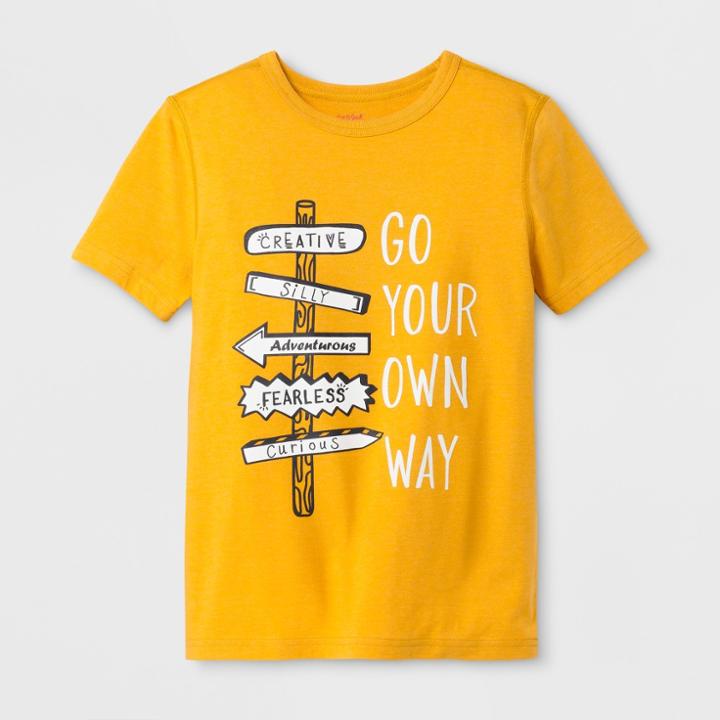 Petiteboys' Adaptive Short Sleeve Go Your Own Way Graphic T-shirt - Cat & Jack Mustard Yellow M, Boy's,