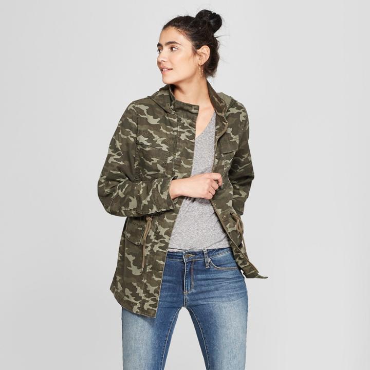 Women's Camo Print Utility Anorak Jacket - Universal Thread Green