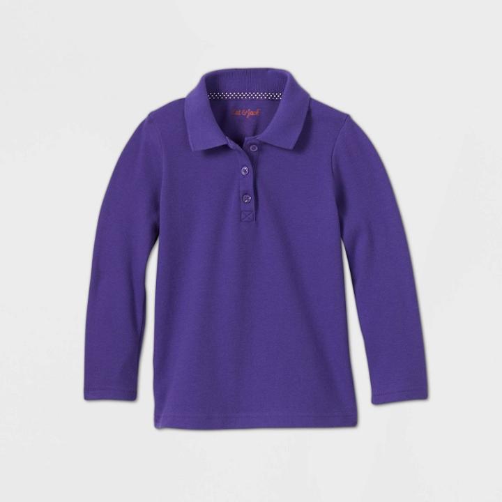 Toddler Girls' Long Sleeve Interlock Uniform Polo Shirt - Cat & Jack Purple