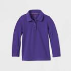 Toddler Girls' Long Sleeve Interlock Uniform Polo Shirt - Cat & Jack Purple