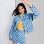 Cropped Denim Trucker Jacket - Wild Fable Blue Check