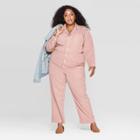 Women's Plus Size Long Sleeve Collared Boiler Jumpsuit - Universal Thread Pink