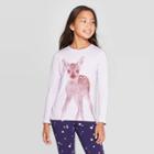 Girls' Long Sleeve Deer Graphic T-shirt - Cat & Jack Lilac Xs, Girl's, Purple