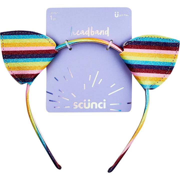 Scünci Scunci Rainbow Glitter Cat Ears Headband,