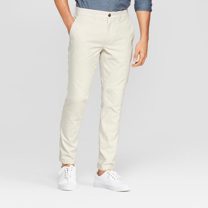 Men's 34 Regular Skinny Fit Chino Pants - Goodfellow & Co Cream